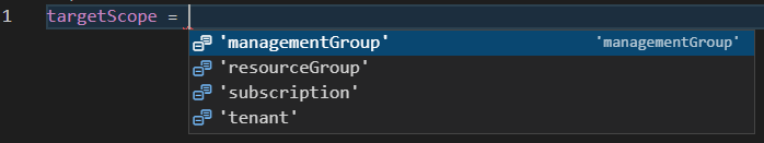 managementgroup intellisense